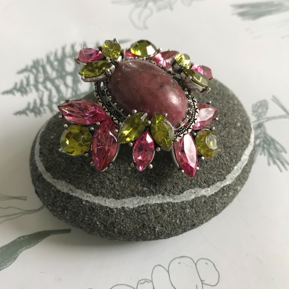 Ann Taylor Jewelry - Ann Taylor Lapel Pin Pink Green Rhinestone Brooch